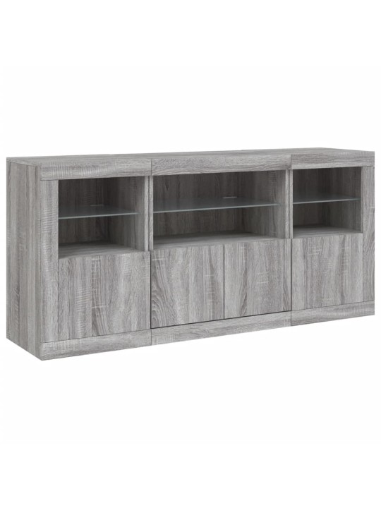 Senkki led-valoilla harmaa sonoma 142,5x37x67 cm