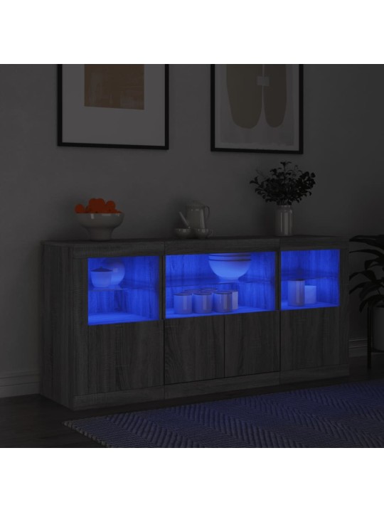 Senkki led-valoilla harmaa sonoma 142,5x37x67 cm