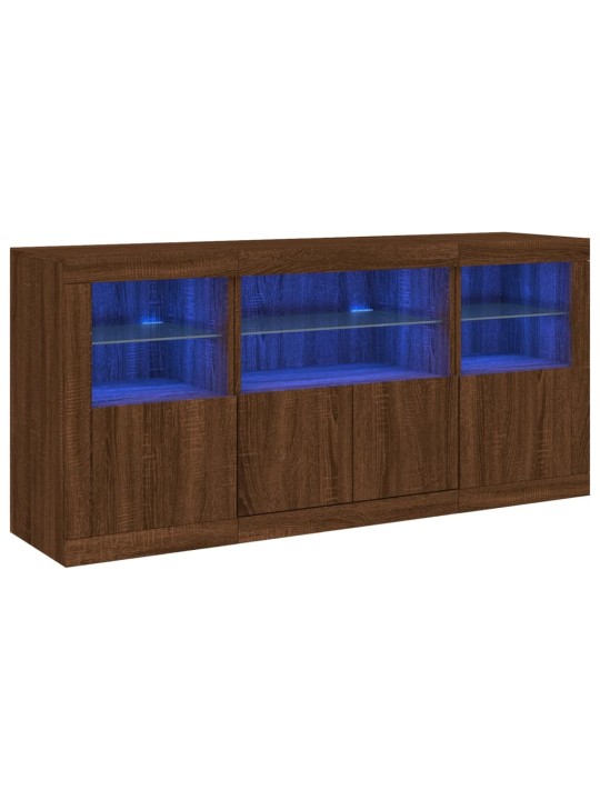 Senkki led-valoilla ruskea tammi 142,5x37x67 cm
