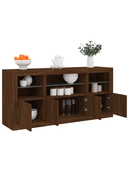 Senkki led-valoilla ruskea tammi 142,5x37x67 cm