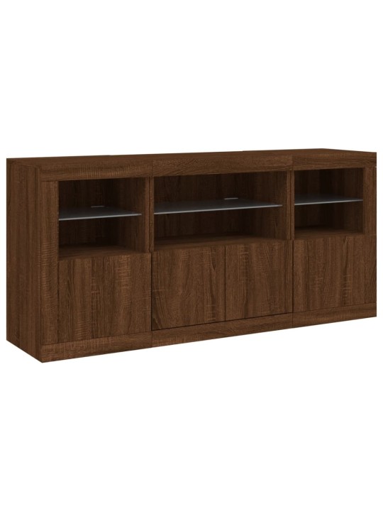 Senkki led-valoilla ruskea tammi 142,5x37x67 cm