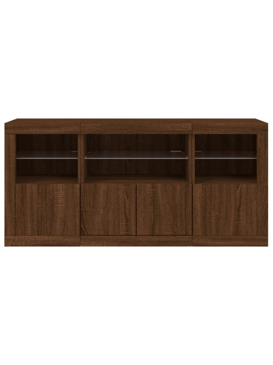 Senkki led-valoilla ruskea tammi 142,5x37x67 cm
