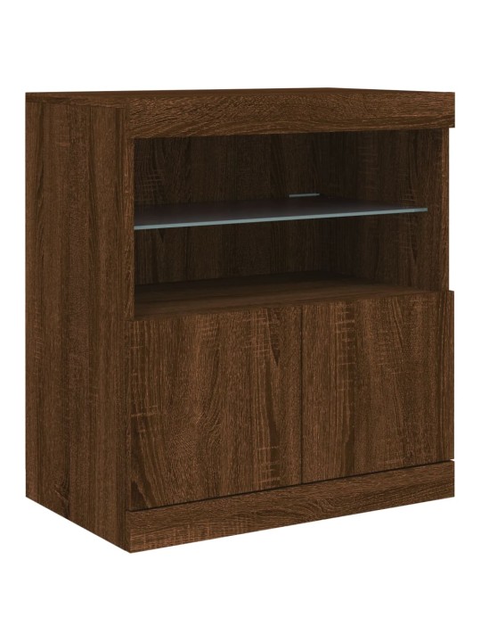 Senkki led-valoilla ruskea tammi 142,5x37x67 cm