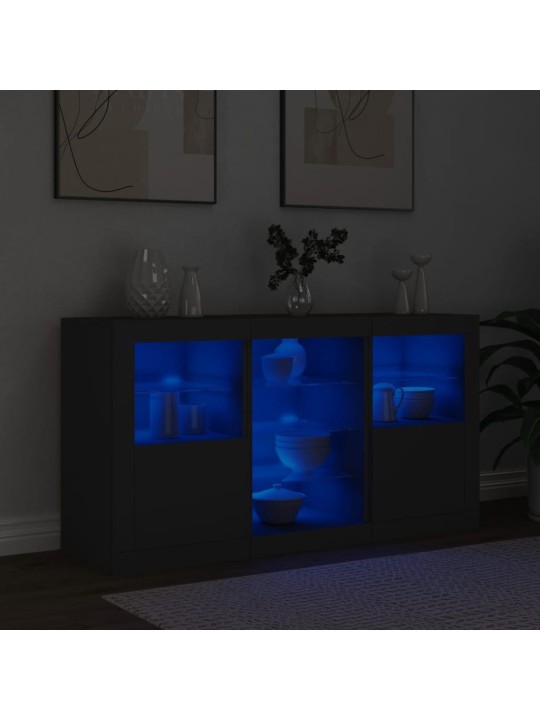 Senkki LED-valoilla musta 123x37x67 cm