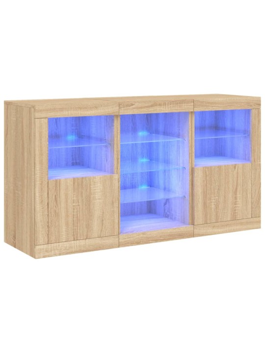 Senkki LED-valoilla Sonoma-tammi 123x37x67 cm