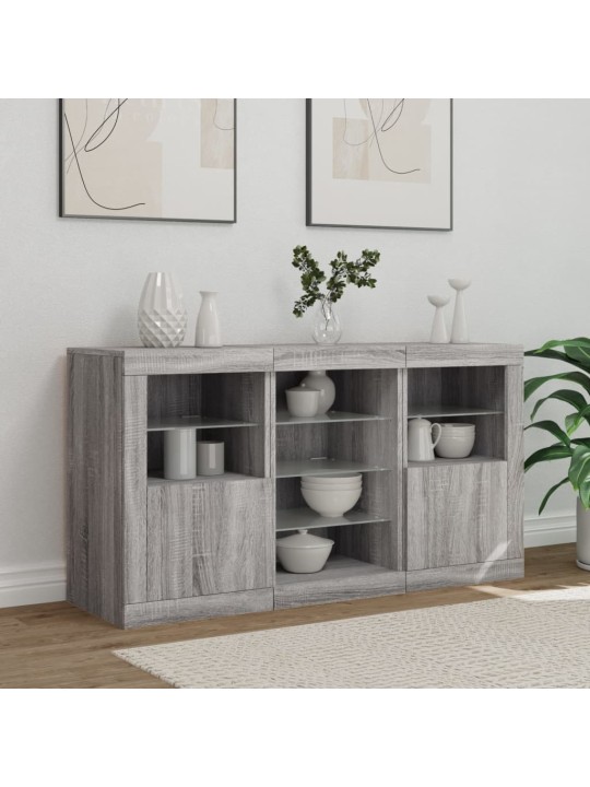 Senkki led-valoilla harmaa sonoma 123x37x67 cm