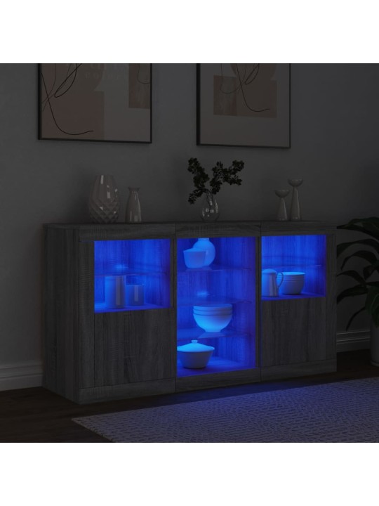 Senkki led-valoilla harmaa sonoma 123x37x67 cm