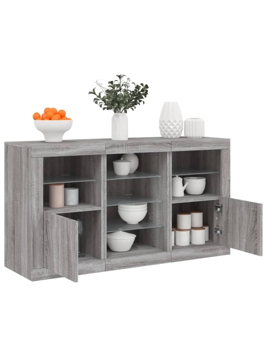 Senkki led-valoilla harmaa sonoma 123x37x67 cm