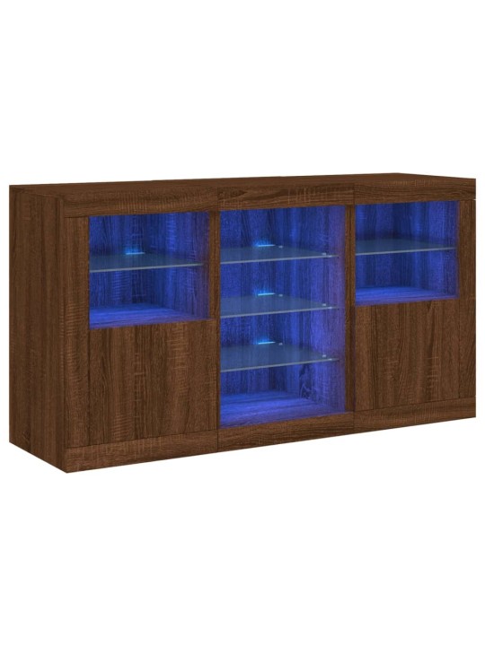 Senkki led-valoilla ruskea tammi 123x37x67 cm