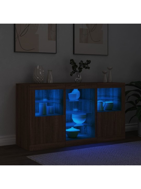 Senkki led-valoilla ruskea tammi 123x37x67 cm