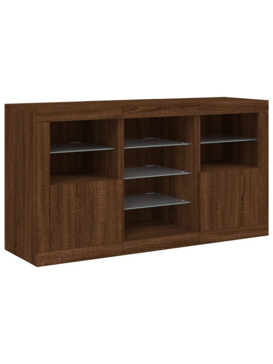 Senkki led-valoilla ruskea tammi 123x37x67 cm