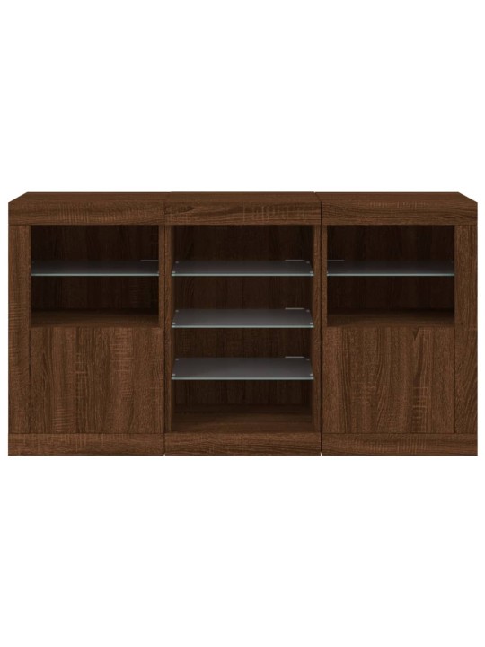 Senkki led-valoilla ruskea tammi 123x37x67 cm
