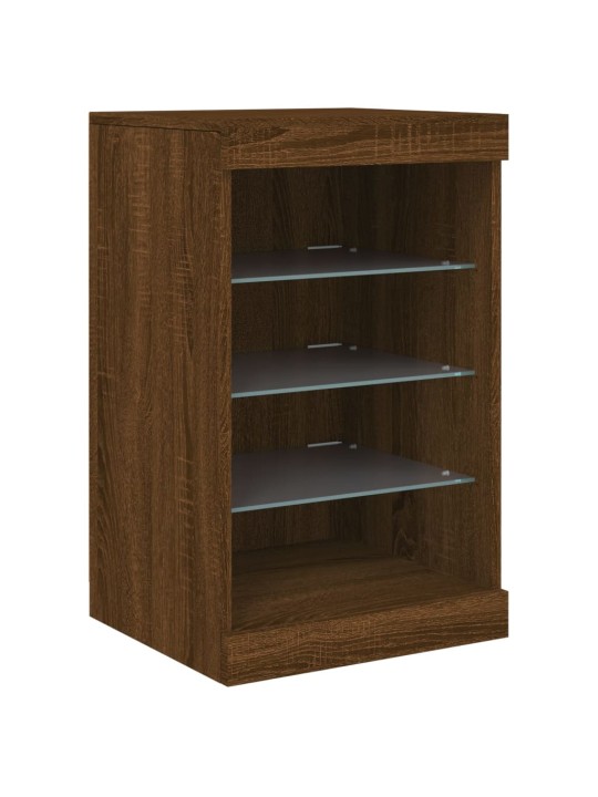 Senkki led-valoilla ruskea tammi 123x37x67 cm