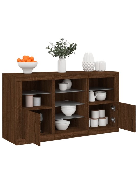 Senkki led-valoilla ruskea tammi 123x37x67 cm