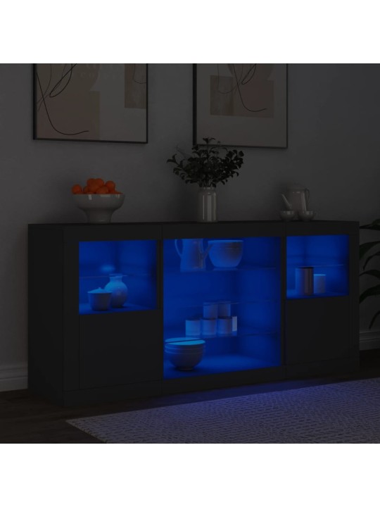 Senkki LED-valoilla musta 142,5x37x67 cm