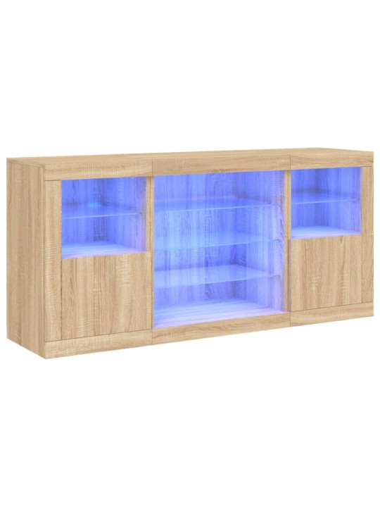 Senkki LED-valoilla Sonoma-tammi 142,5x37x67 cm