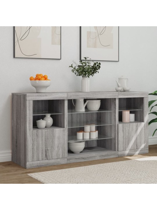 Senkki led-valoilla harmaa sonoma 142,5x37x67 cm