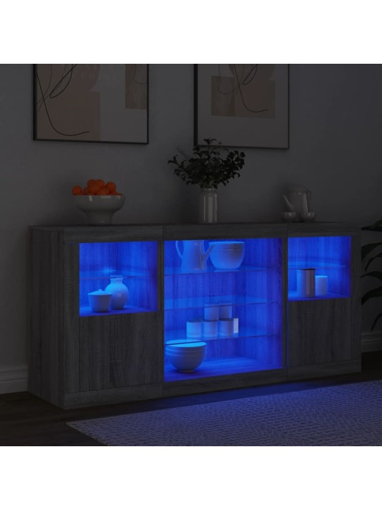 Senkki led-valoilla harmaa sonoma 142,5x37x67 cm