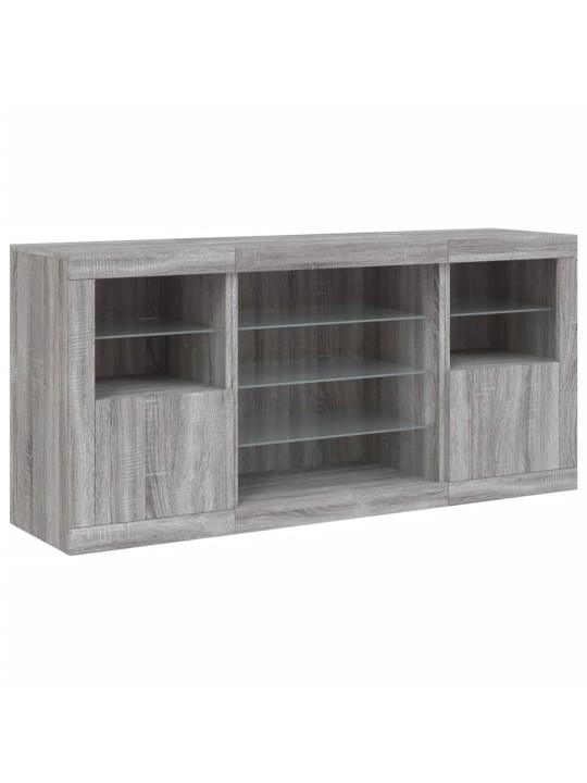 Senkki led-valoilla harmaa sonoma 142,5x37x67 cm