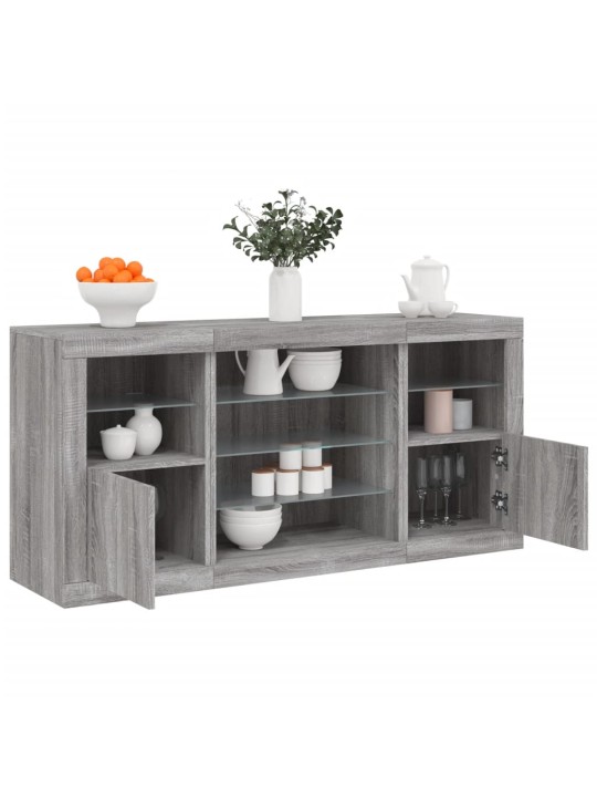 Senkki led-valoilla harmaa sonoma 142,5x37x67 cm