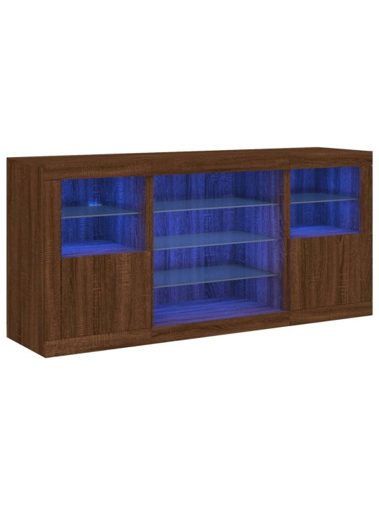 Senkki led-valoilla ruskea tammi 142,5x37x67 cm