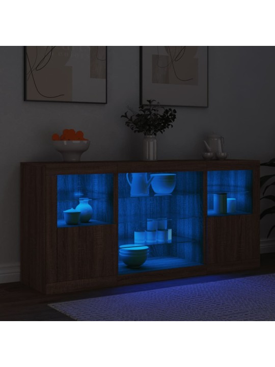 Senkki led-valoilla ruskea tammi 142,5x37x67 cm