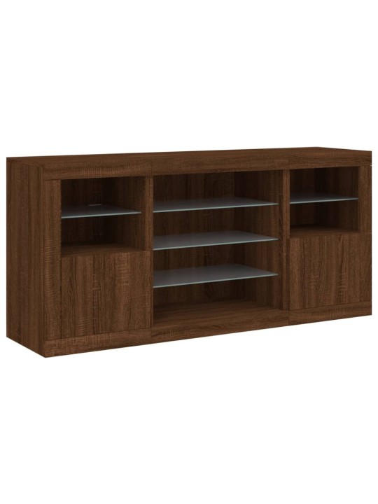 Senkki led-valoilla ruskea tammi 142,5x37x67 cm