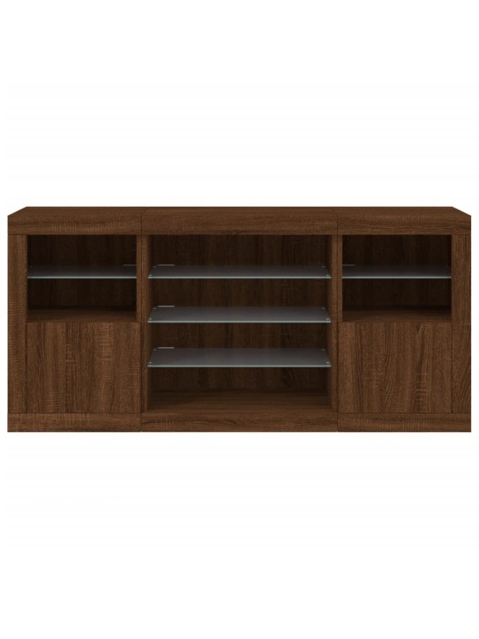 Senkki led-valoilla ruskea tammi 142,5x37x67 cm