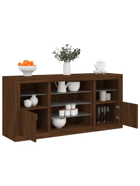 Senkki led-valoilla ruskea tammi 142,5x37x67 cm