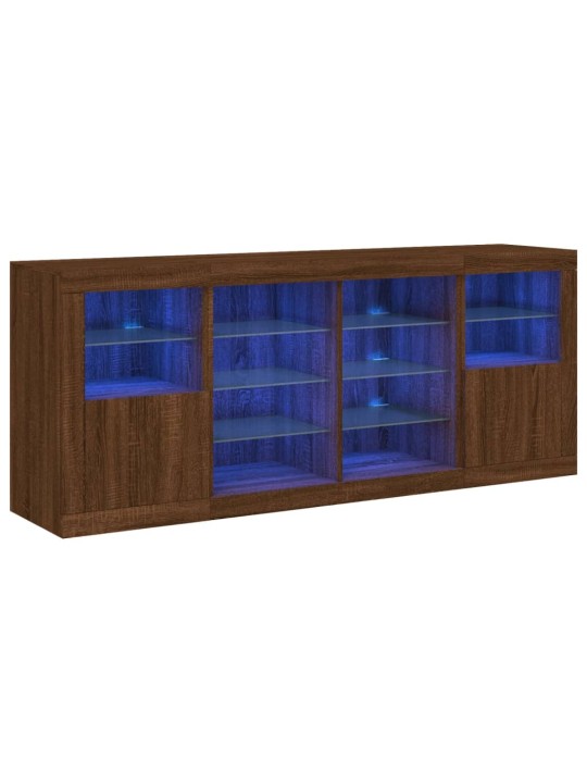 Senkki led-valoilla ruskea tammi 163x37x67 cm