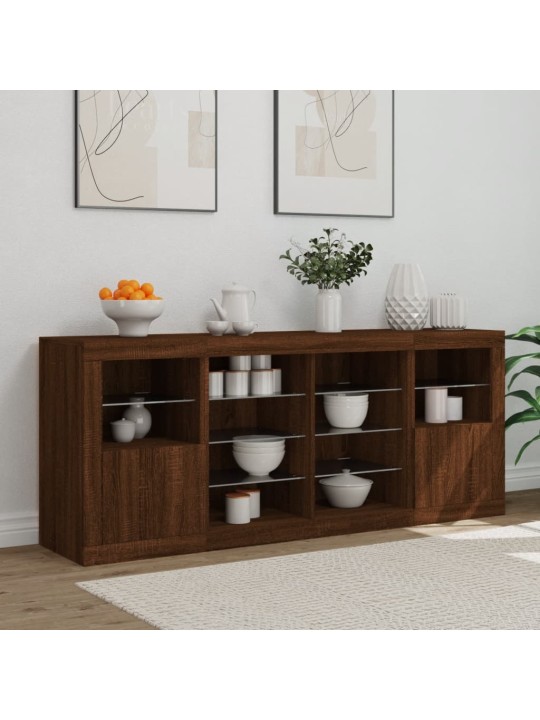 Senkki led-valoilla ruskea tammi 163x37x67 cm