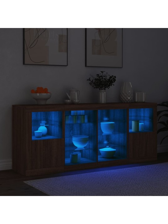 Senkki led-valoilla ruskea tammi 163x37x67 cm