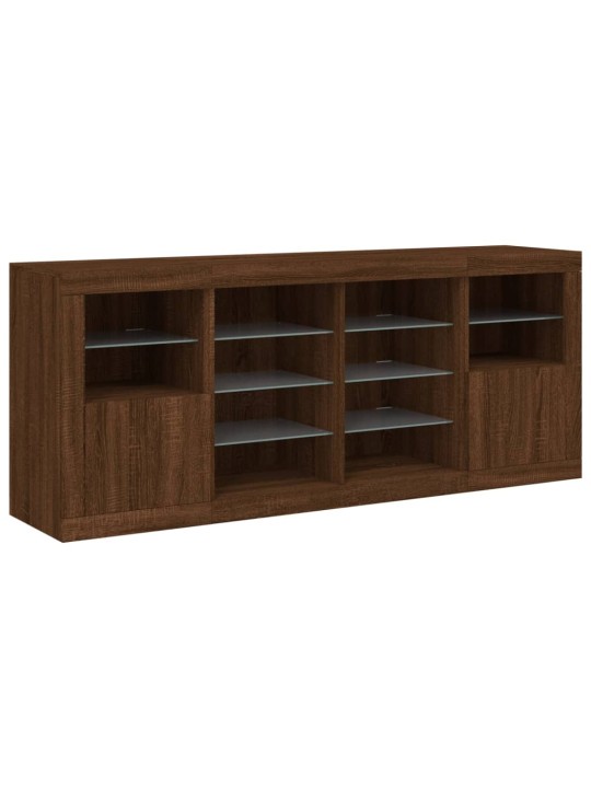 Senkki led-valoilla ruskea tammi 163x37x67 cm