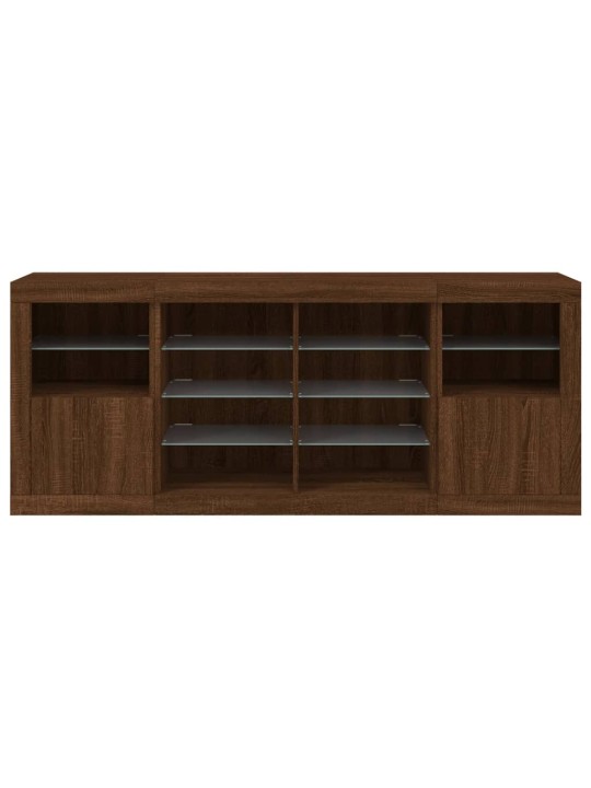 Senkki led-valoilla ruskea tammi 163x37x67 cm