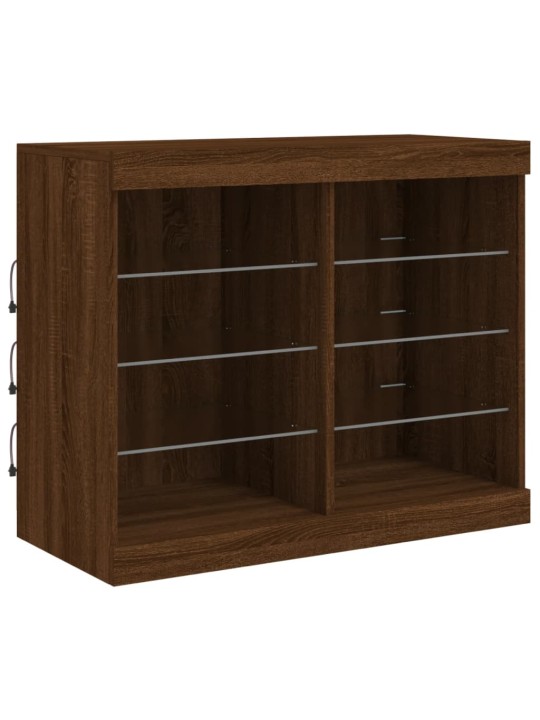 Senkki led-valoilla ruskea tammi 163x37x67 cm
