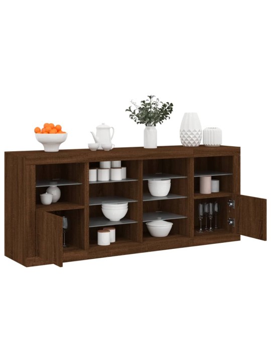 Senkki led-valoilla ruskea tammi 163x37x67 cm