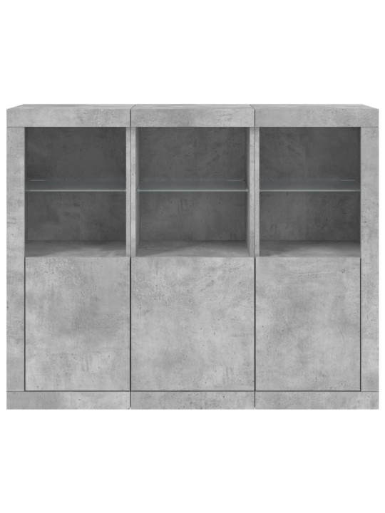 Senkit LED-valoilla 3 kpl betoninharmaa tekninen puu
