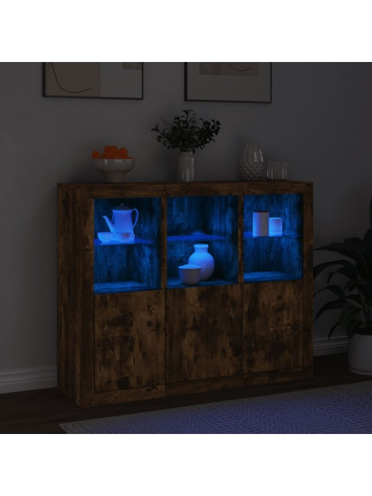 Senkit LED-valoilla 3 kpl savutammi tekninen puu