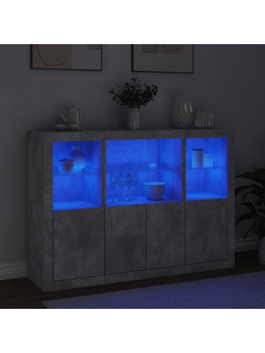 Senkit LED-valoilla 3 kpl betoninharmaa tekninen puu