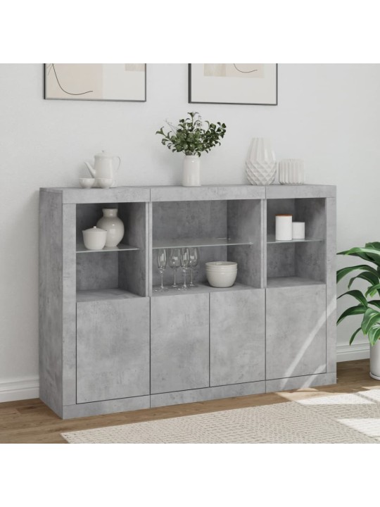 Senkit LED-valoilla 3 kpl betoninharmaa tekninen puu