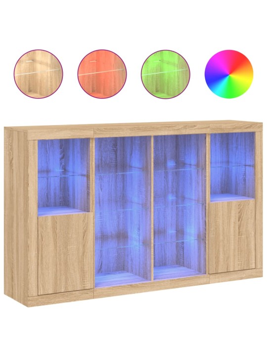 Senkit led-valoilla 3 kpl sonoma-tammi tekninen puu