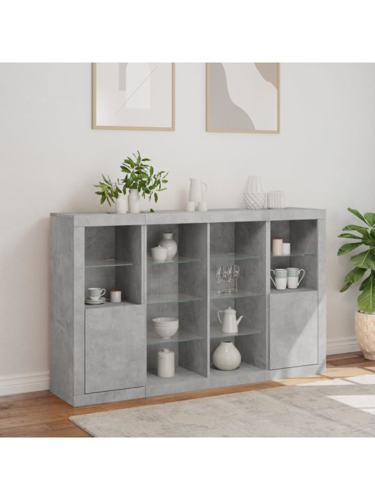 Senkit led-valoilla 3 kpl betoninharmaa tekninen puu