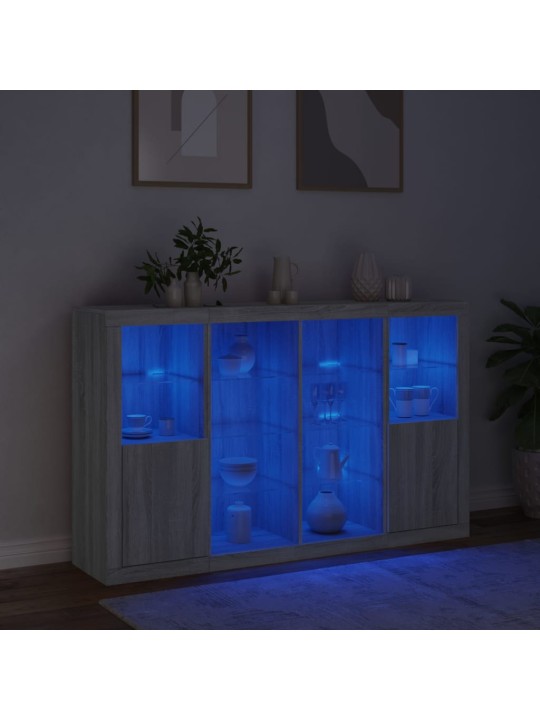 Senkit led-valoilla 3 kpl harmaa sonoma tekninen puu