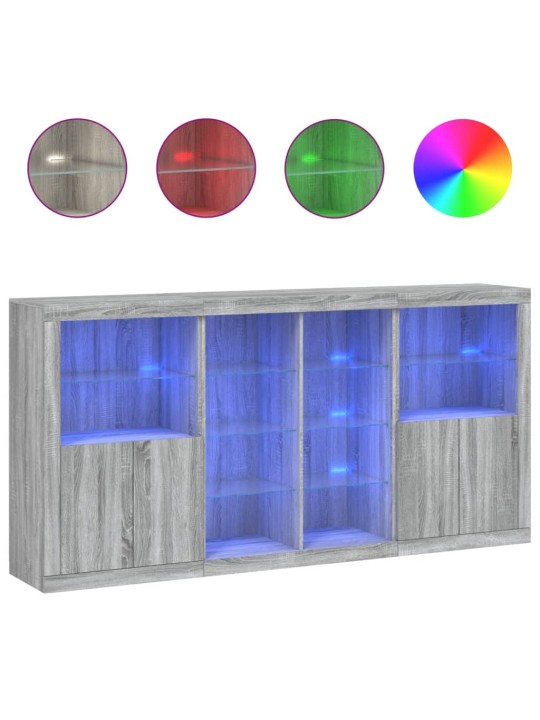Senkki led-valoilla harmaa sonoma 202x37x100 cm