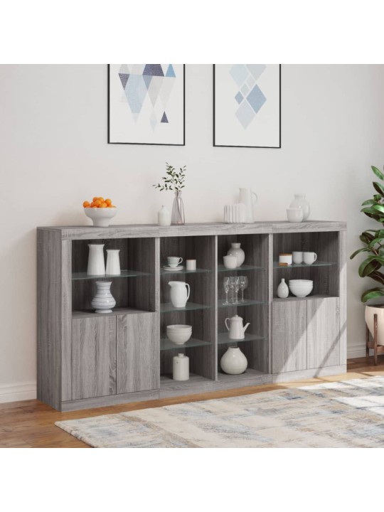 Senkki led-valoilla harmaa sonoma 202x37x100 cm