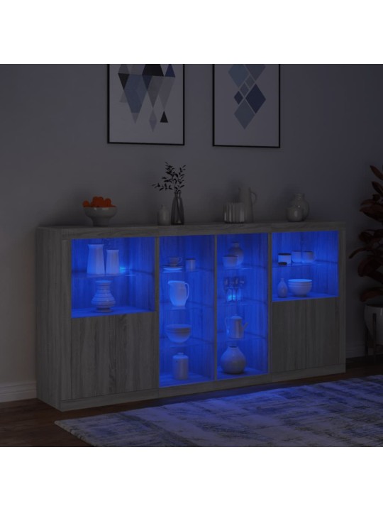 Senkki led-valoilla harmaa sonoma 202x37x100 cm