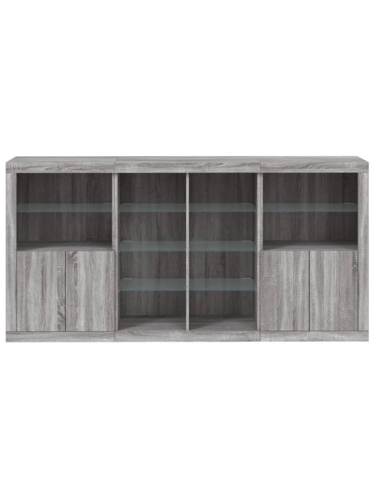 Senkki led-valoilla harmaa sonoma 202x37x100 cm