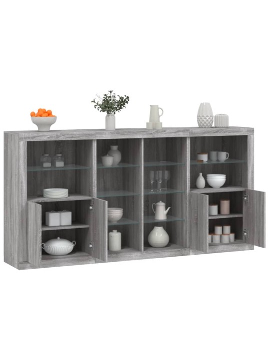 Senkki led-valoilla harmaa sonoma 202x37x100 cm