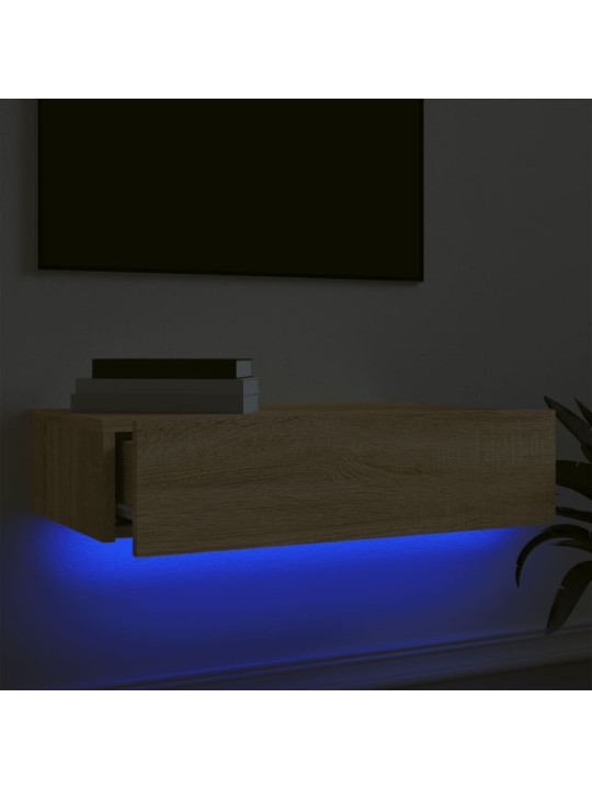 TV-taso LED-valoilla Sonoma-tammi 60x35x15,5 cm