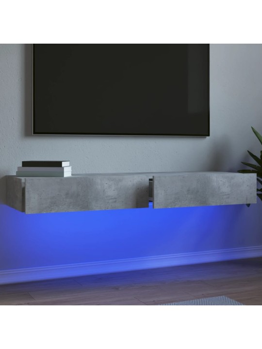 TV-tasot LED-valoilla 2 kpl betoninharmaa 60x35x15,5 cm